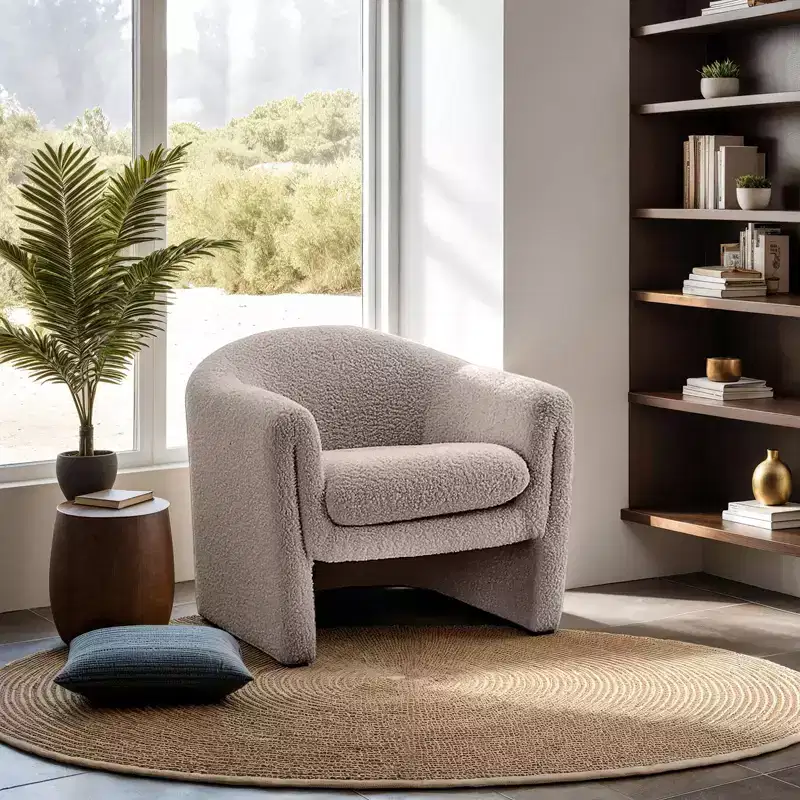 GDFStudio Gilmanton Modern U-Shaped Boucl Upholstered Accent Chair with Curved Arms