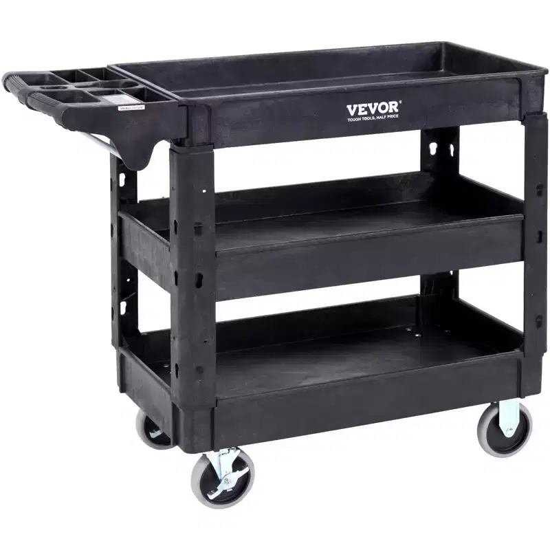 3-Shelf 550LBS Heavy Duty Rolling Utility Cart with 360° Swivel Wheels