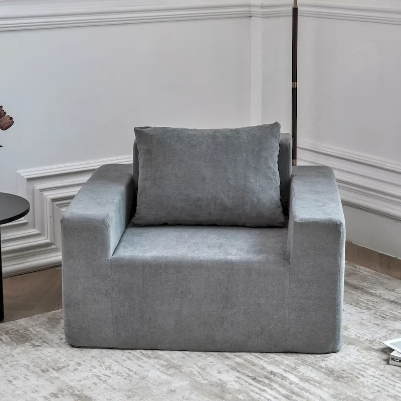 Plain Grey Modern 40.2 Accent Chair with Pillow