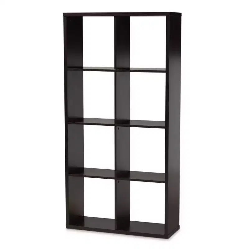 Janne 8 Cube Multipurpose Storage Shelf Dark Brown - Baxton Studio: Mid-Century Modern Cubby Organizer, Particle Board Frame