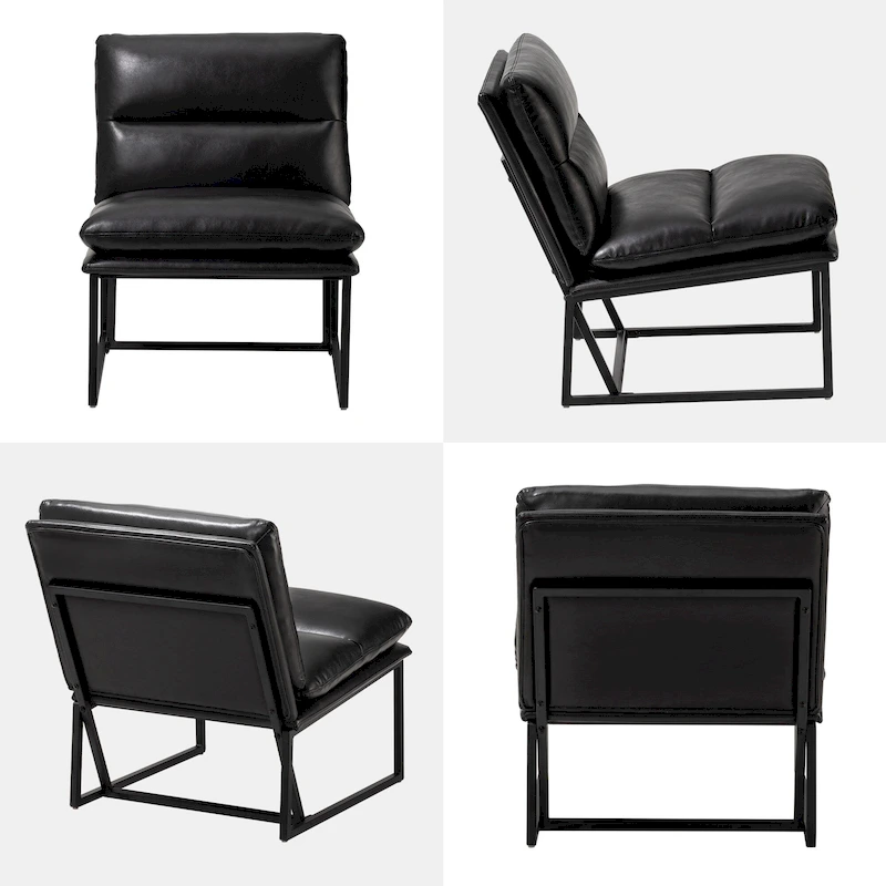 Glitzhome 30.25H Modern Soft PU Leather Armless Accent Chair