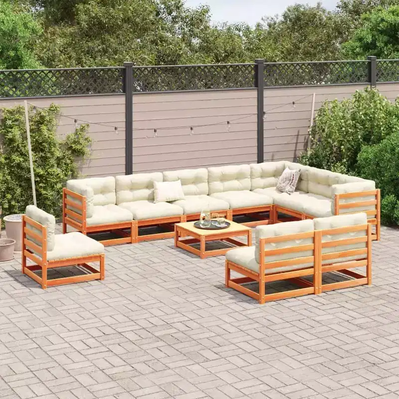 vidaXL Garden Sofa Set Wax Solid Pine Wood Large Breathable Design