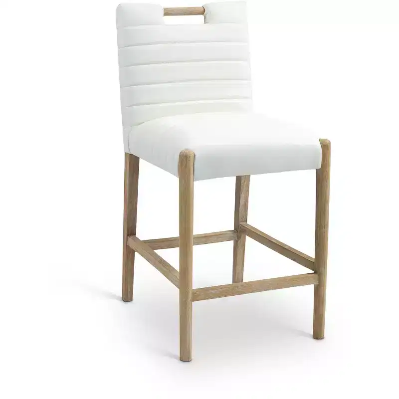 Cream Vegan Leather Counter Stool