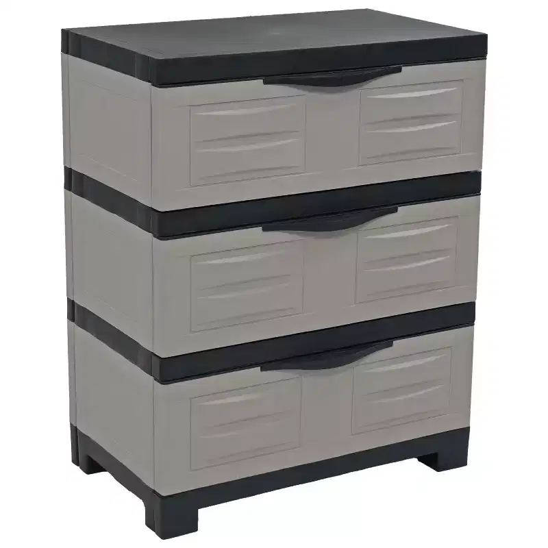 Sunnydaze Heavy-Duty Plastic 3-Drawer Storage Cabinet Organizer - 29.5