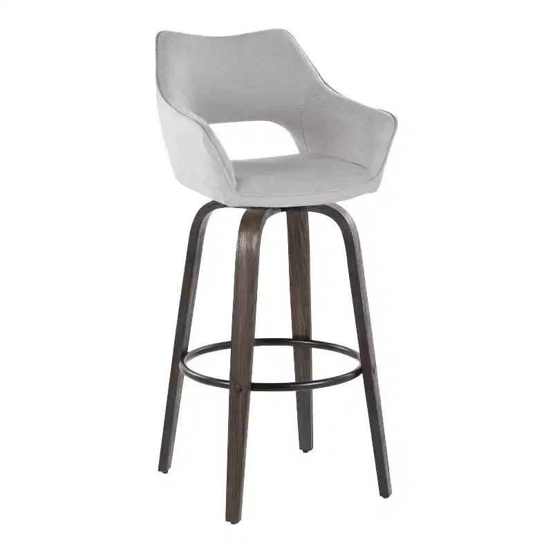 LumiSource Set of 2 Mustang Barstools Dark Fabric/Black Metal