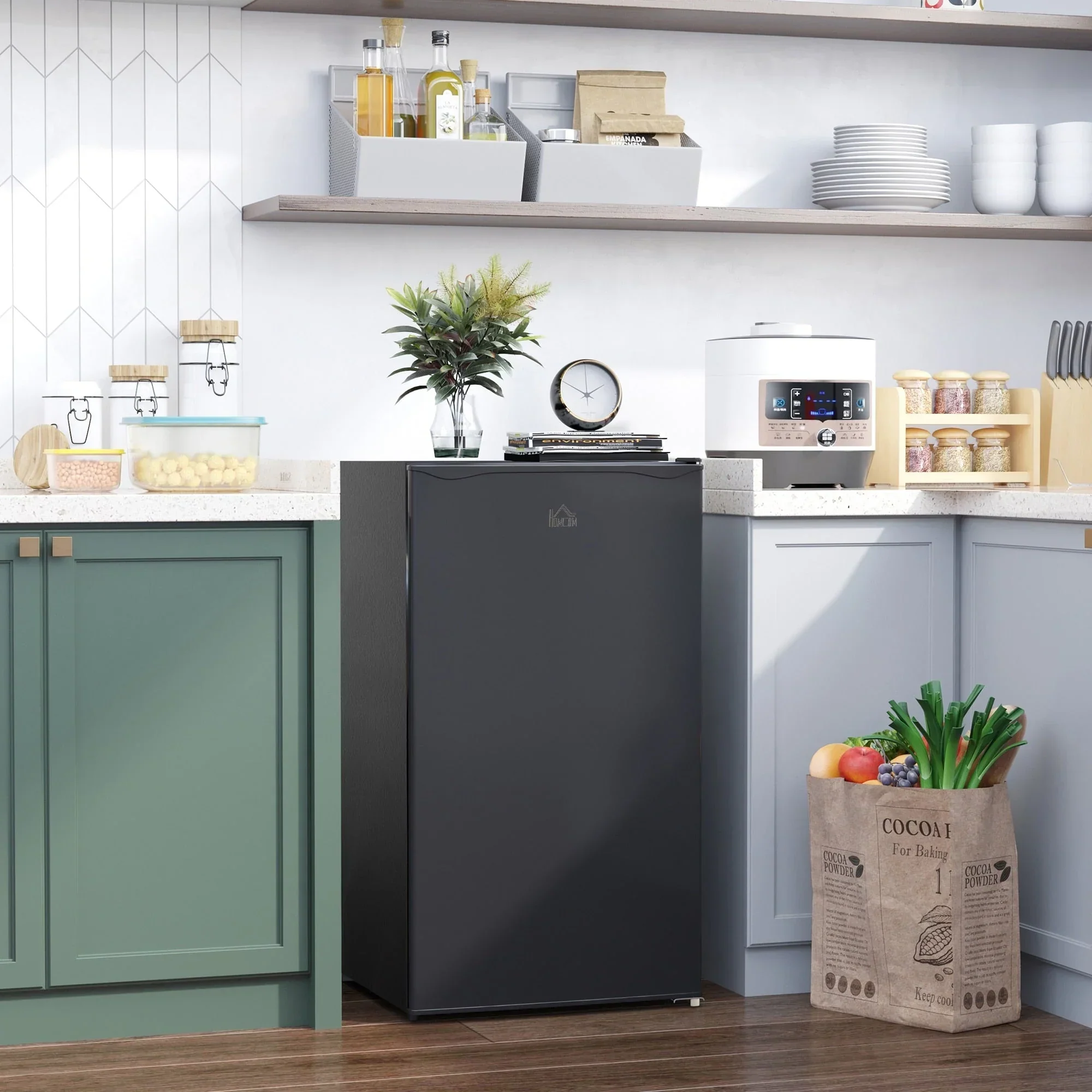 3.2 Cu.Ft Mini Fridge with Freezer, Single Door Compact Refrigerator with Adjustable Thermostat for Bedroom