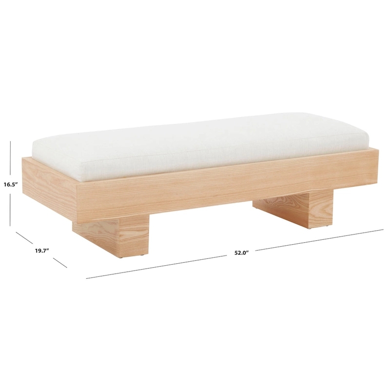 SAFAVIEH Couture Ferah White Wood Bench - 52 W x 20 D x 17 H - 52Wx20Dx17H