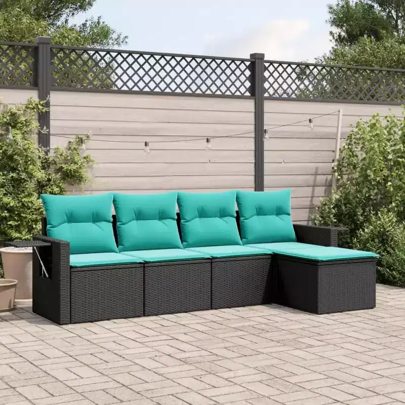 vidaXL Patio Sofa Set Black, Blue
