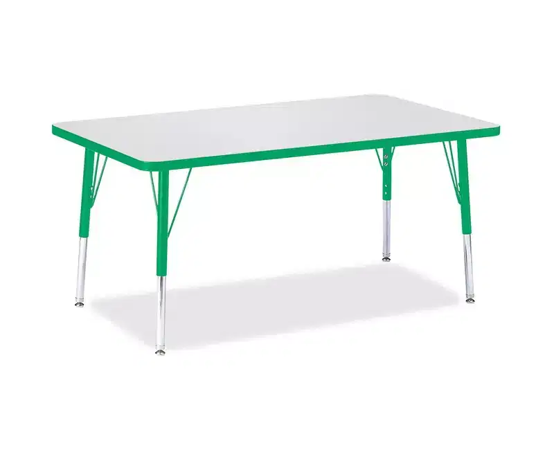 Elementary Height Color Edge Rectangle Table (30 x 48) in Green