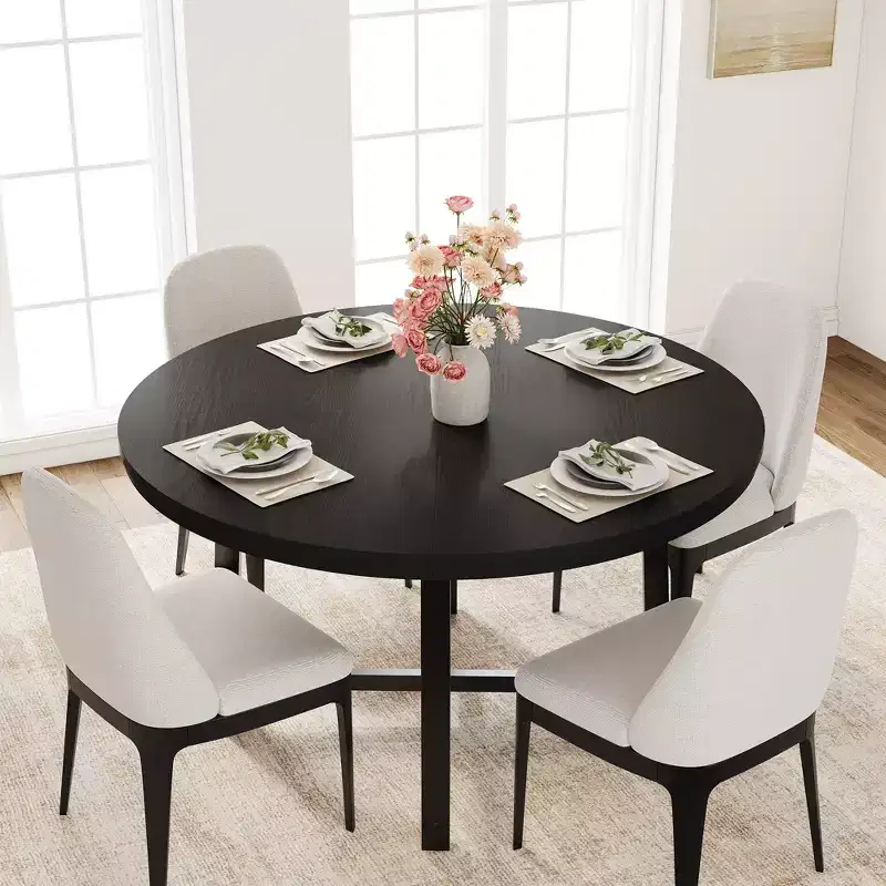 47-inch Round Dining Table with Metal Frame