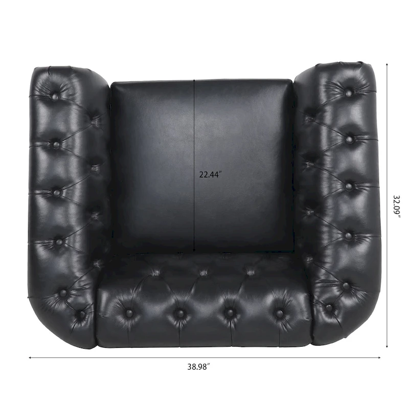 Classically Elegant 84.65 Three-Seater Rolled Arm Chesterfield Sofa in PU Leather - Sturdy Birch Legs, Soft Upholstery