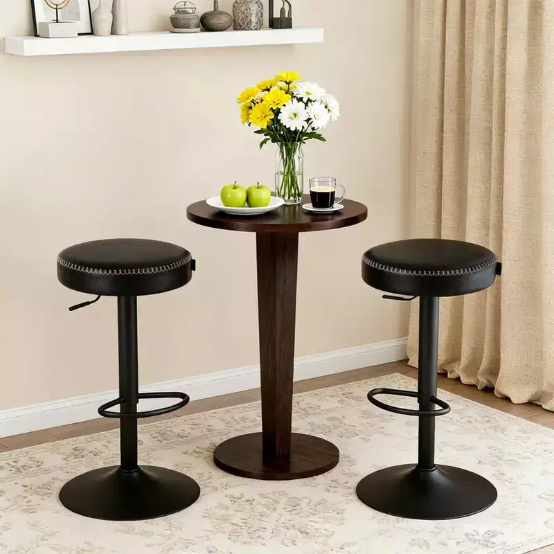 Modern Adjustable Bar Stools Set of 2, 360 Swivel Counter Height Chairs, Sturdy Metal Frame, Easy-to-Clean Seating, for Kitchen Island, Home