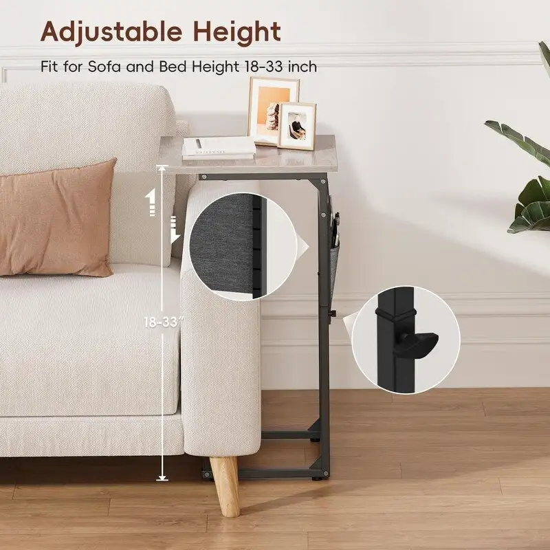 C Shaped End Table - 16D x 12W x 33H