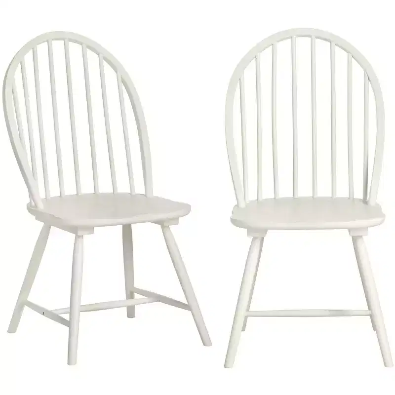 Crestview Collection Set of 2 White Solid Wood Dining Chair