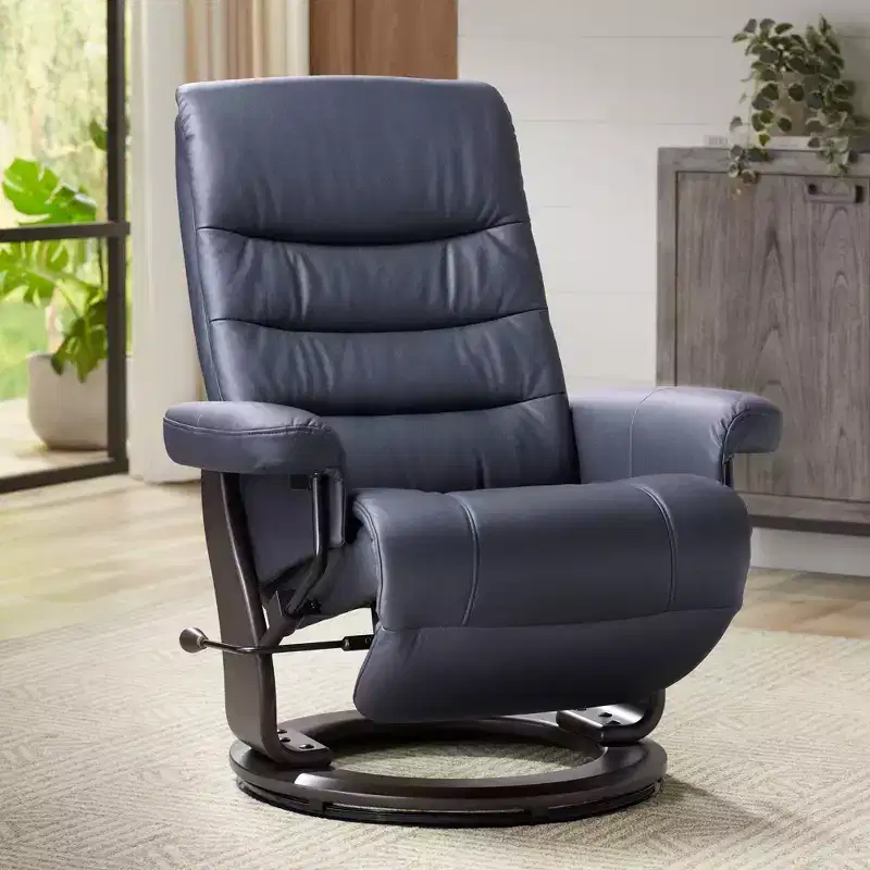 Midnight Blue Faux Leather Adjustable Swivel Recliner