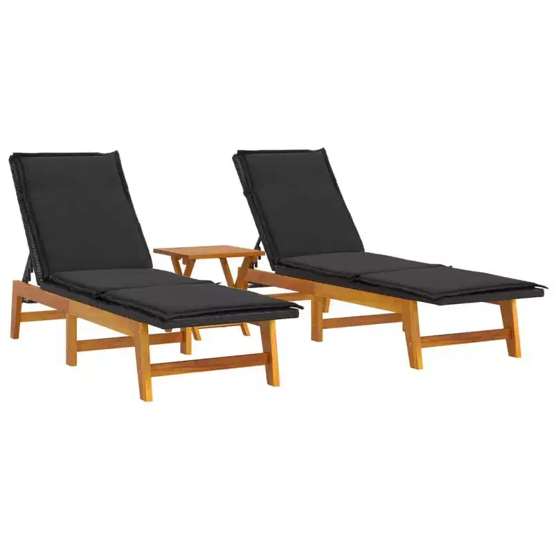 vidaXL Garden Lounge Set Black and brown PE rattan Standard