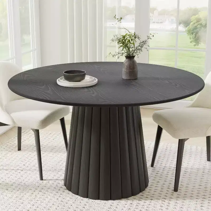 Modern Round Dining Table, Solid Wood Legs, Kitchen Table for 2-4, Multiple Sizes