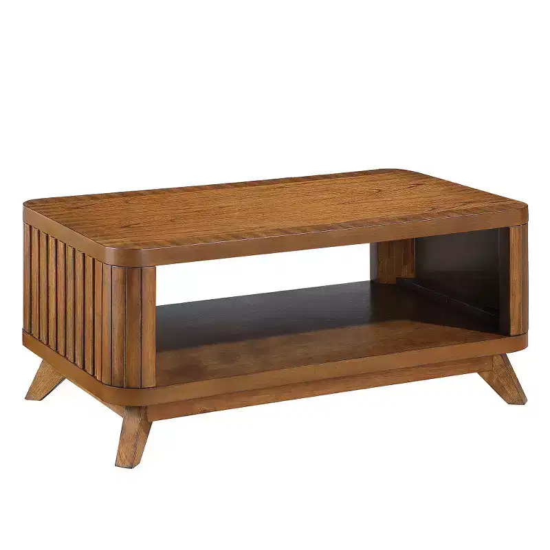 41.5'' Rectangular Wood Coffee Table with Open Storage Shelf, Easy Assembly, Walnut