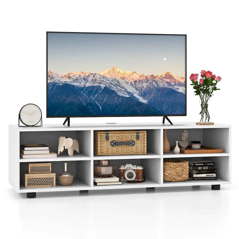 Gymax TV Cabinet for 50-Inch TV 42 TV Stand w/ 3 Adjustable Shelves