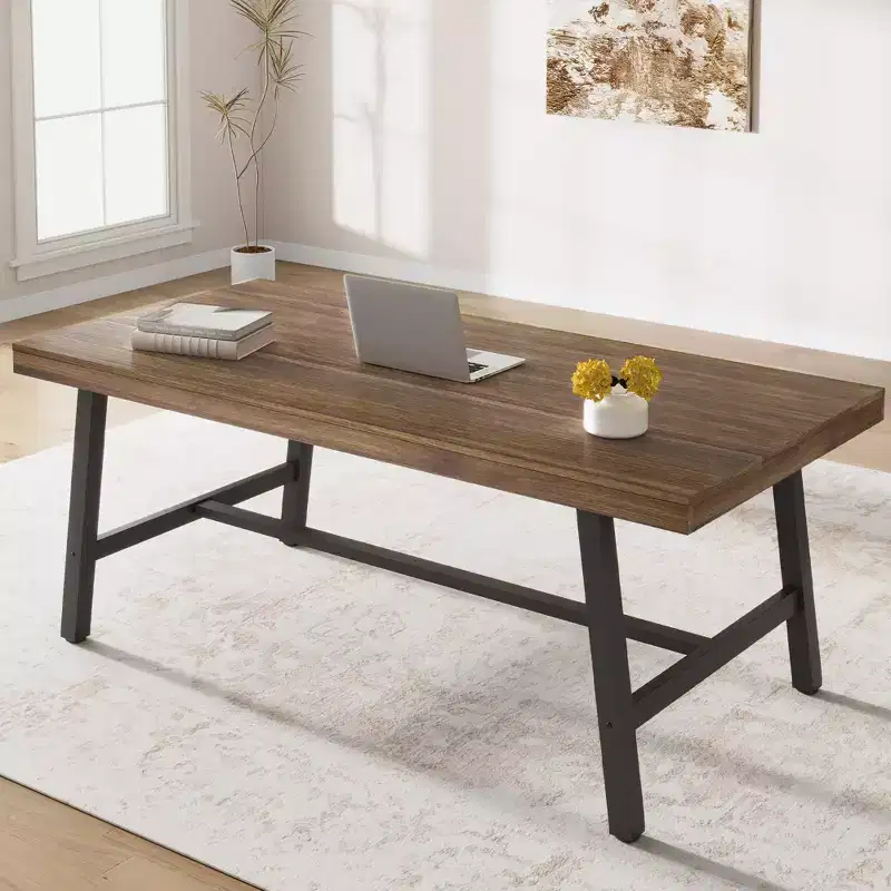 Industrial Computer Desk, Executive Pc Study Home Office Desk, Wood Simple Computer Desk, Writing Desk Computer Table Workstation for Home Office