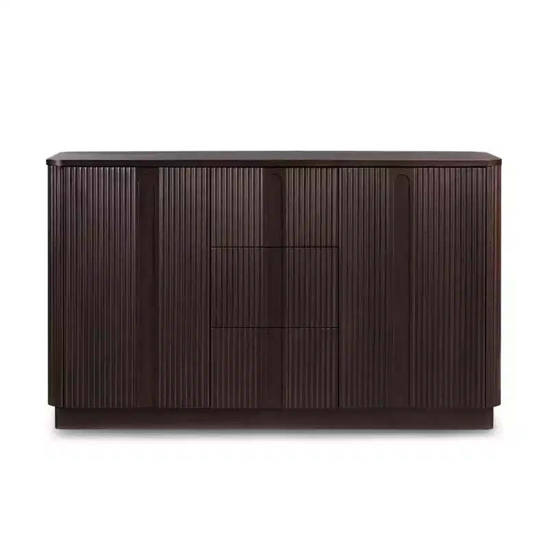 Teamson Home Potomac Modern Boho Solid Wood Sideboard with 3 Drawers, 2 Doors, Adjustable Shelf, & Push to Open Storage