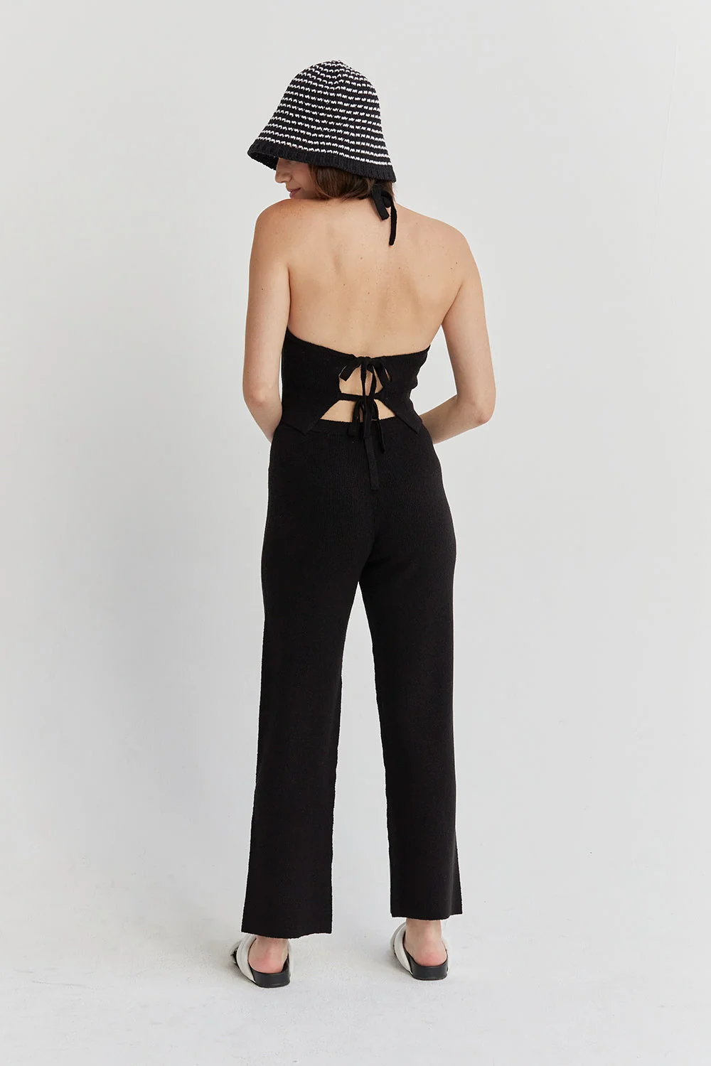 Halter Neck Straight Leg Sweater Knit Two-Piece Set