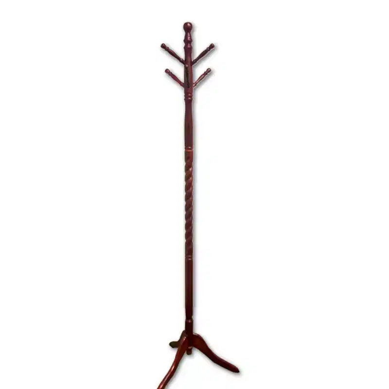 Okak 71.5IN Freestanding Hall Tree with Wooden Stand, Elegent Coat Rack with 6 Hooks, Coat Tree for Living Room, Bedroom, Entryway, Cherry