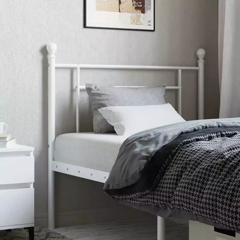 XL Modern Metal Headboard, Robust Steel, Easy Assembly, White, Twin