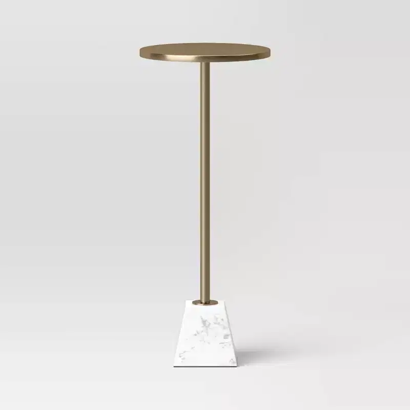 Round Marble-Look Drink Table