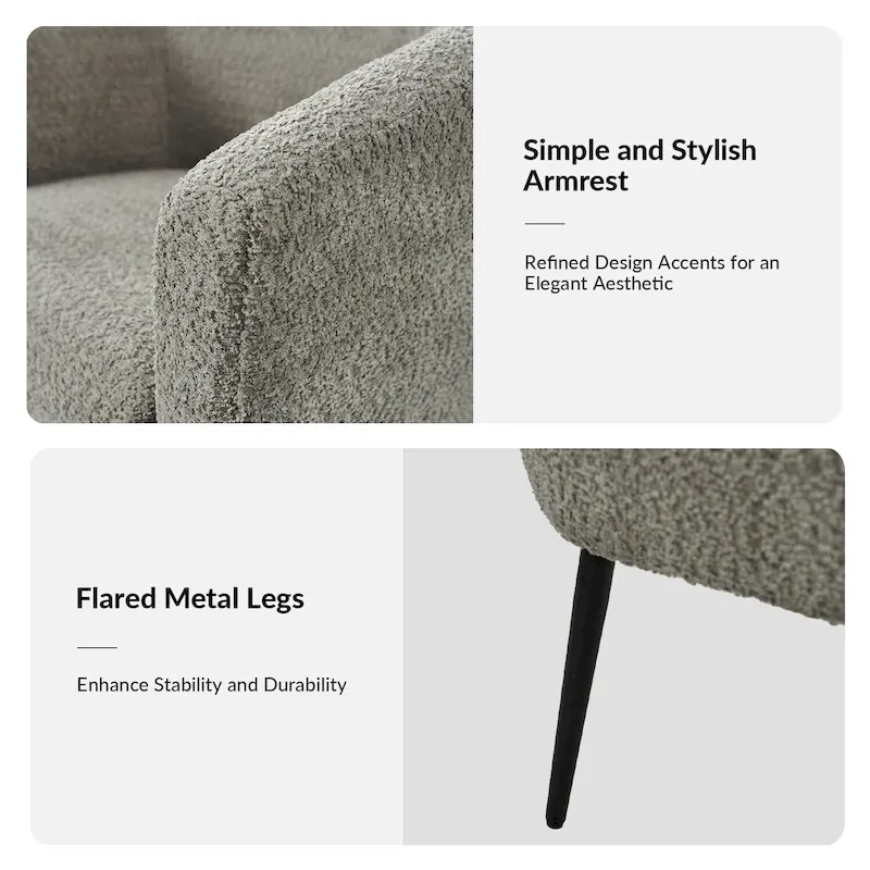 Hal Modern Boucle Armchair with Metal Legs by HULALA HOME