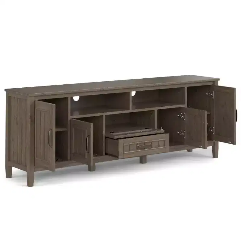 Rowan 72" TV Stand for TVs up to 80" Smoky Brown - Wyndenhall: Contemporary Media Console with Drawers