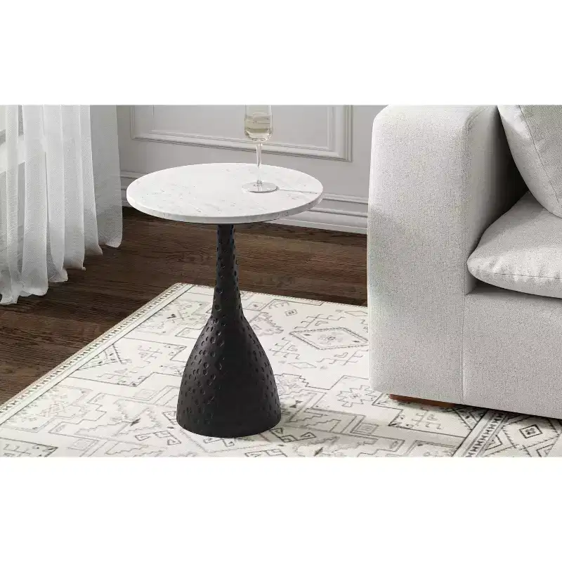 Theobald 16 inch Wide Round Contemporary Modern Side Table in Black