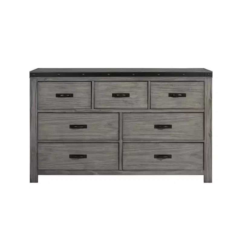7 Drawer Montauk Dresser Gray: Spacious Storage, Bedroom Essential, Metal Accents