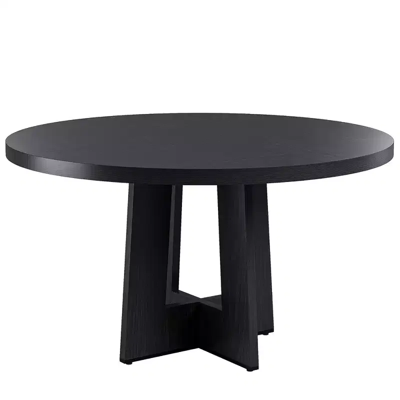 47 Round Dining Table for 4-6 People - Circle Kitchen Dinner Table with Sturdy Pedestal Base, Space Saving Dinning Room Furniture