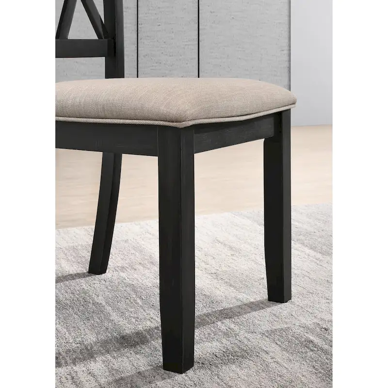 Roundhill Furniture Windvale Upholstered Cross-back Dining Chair, Set of 2