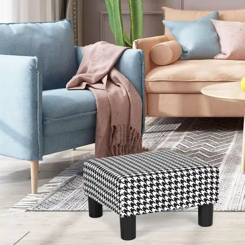 Small Square Footstool Ottoman Modern Fabric Footrest Stool