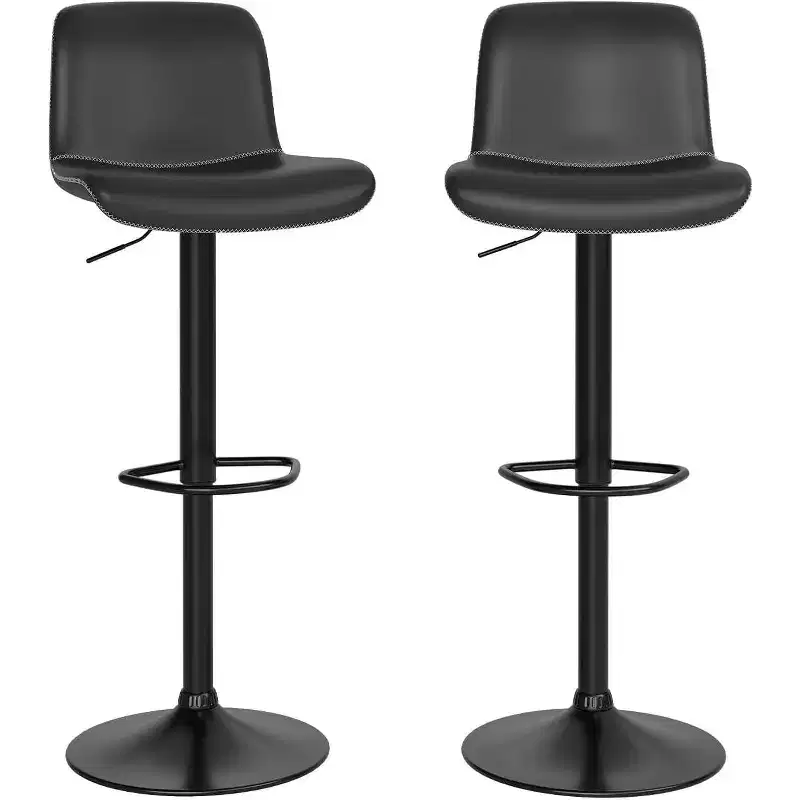 Modern Bar Stools Set Adjustable Swivel Bar Chairs with Back PU Leather for Bar, Dining Room Counter Home Kitchen Barstools