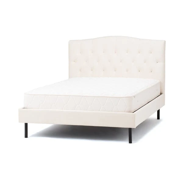White Semi-Double Bed Frame with Upholstered Headboard