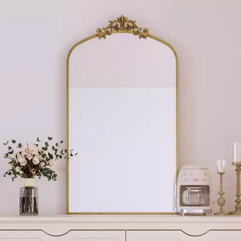 GDFStudio Gloria 43.3'' Vintage Ornate Arched Wall Mirror
