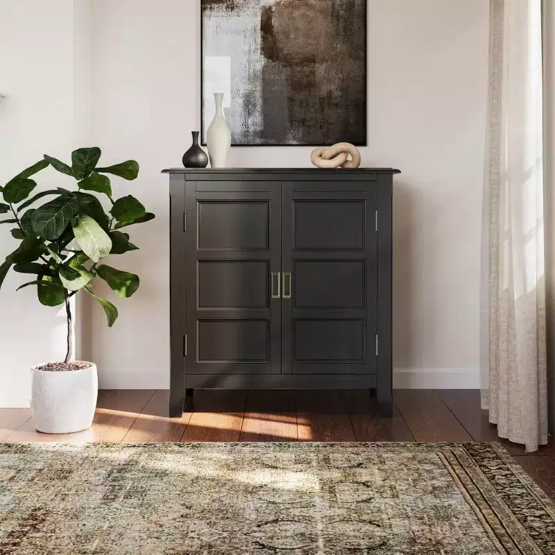 Low Storage Cabinet with 2 Doors and Adjustable Shelves
