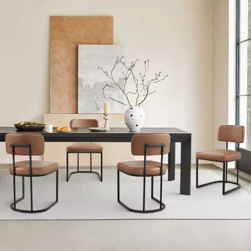Spruce&Spring Metal Dining Chair with Brass or Black Frame