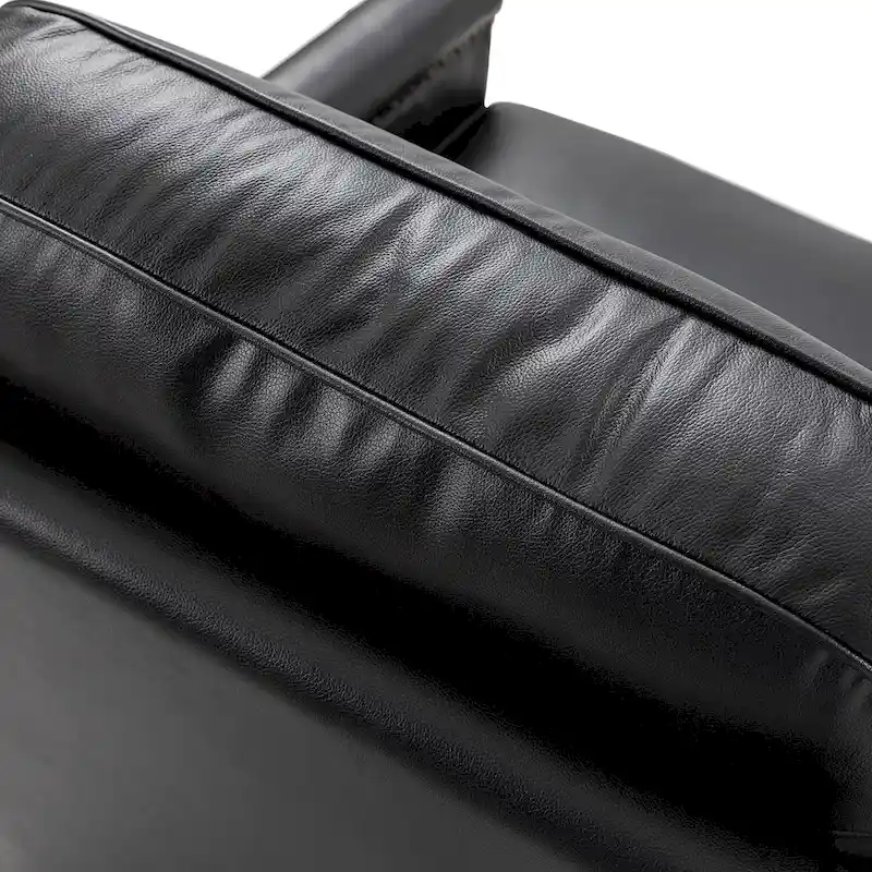 Rita Classic Genuine Leather Swivel Armchair With Nailhead Trims By HULALA HOME