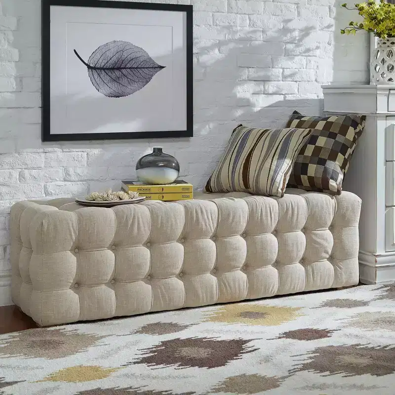 Knox Linen Fabric Tufted Bench - iNSPIRE Q