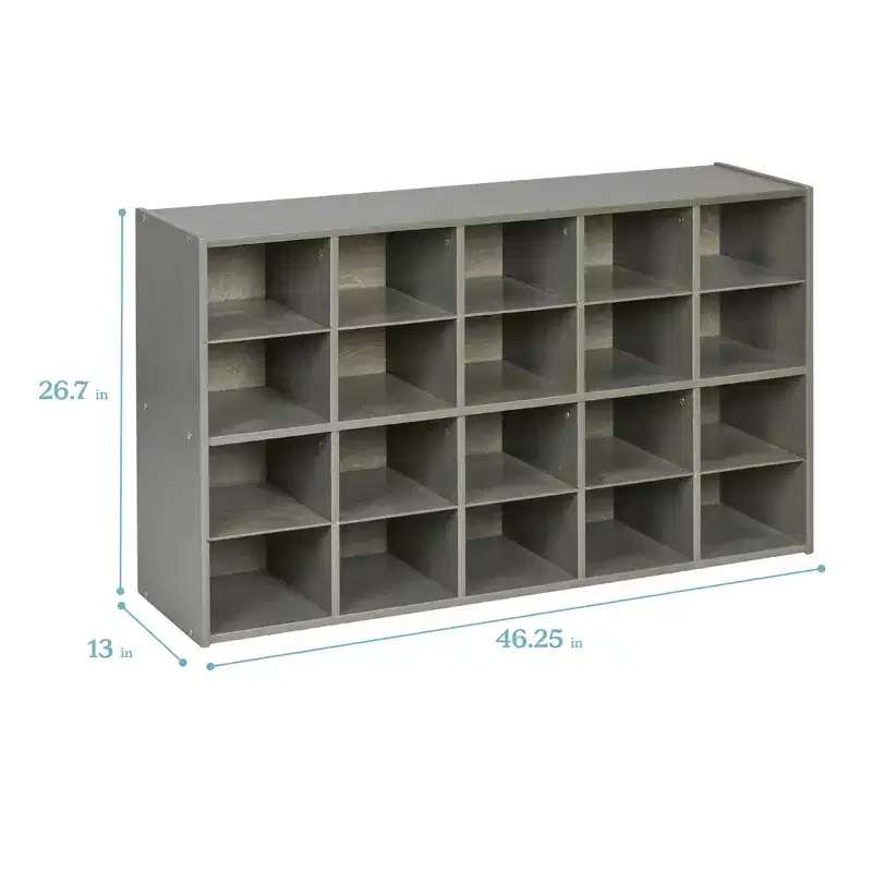 ECR4Kids Streamline 20 Cubby Tray Storage Cabinet and 20 Scoop Front Bins, 4x5, Kids Furniture