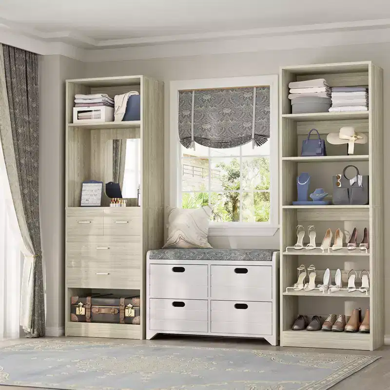 Besiost Closet System with Drawers and Hanging Rods