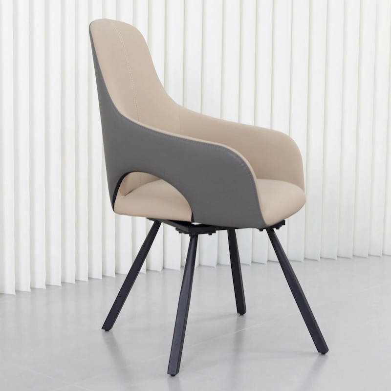 Two-tone Microfiber Leather Upholstered Rotatable Dining Chairs (Set of 2) - 22.83 W x 19.69 D x 36.61 H