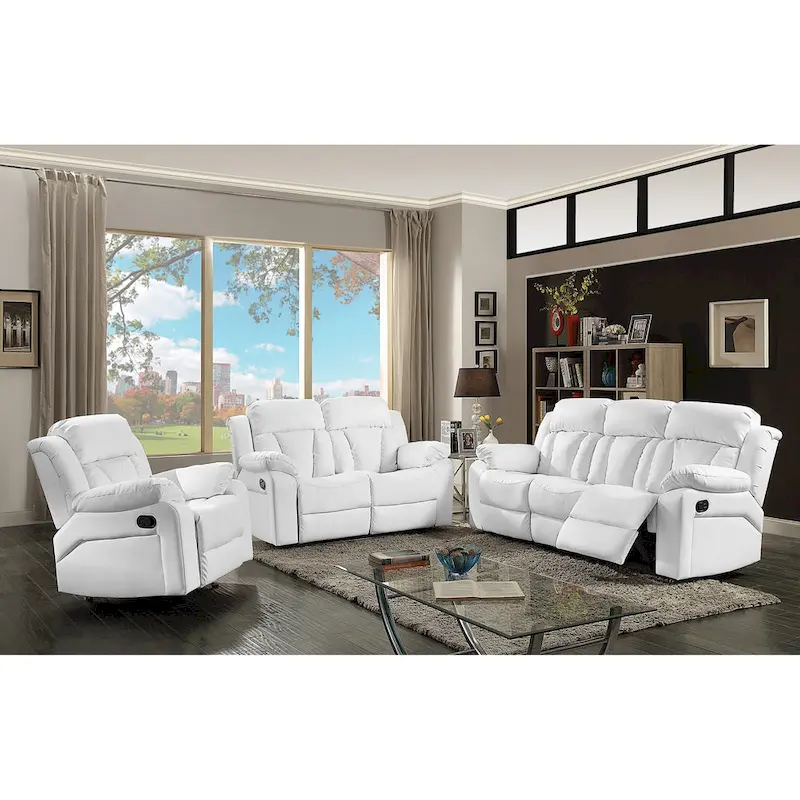 Daria 85 in. W Flared Arm Faux Leather Straight Reclining Sofa - 37L x 85W x 41H