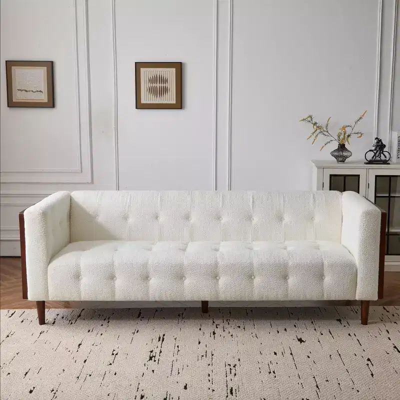 GDFStudio Croton Contemporary 89.75 Fabric/Boucle Tufted 3 Seater Sofa