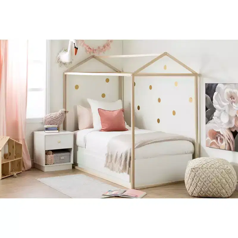 House Kids' Bed Frame - Natural Poplar Wood, Twin Size