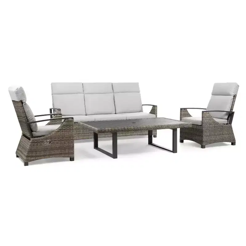 Greemotion 4pc Antigua Outdoor Patio Conversation Furniture Sets with Height Adjustable Table Brown: Modular Sectional, UV Protection